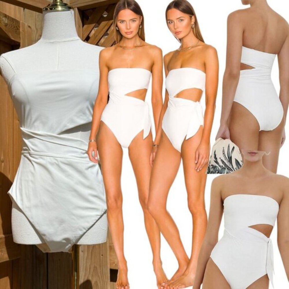 🆕 ZIMMERMANN 🧿 NWOT Separates Sculpt Scarf Tie One Piece, White - Sz 3 US8/10
